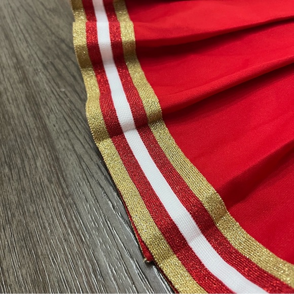 Varsity Red White & Gold Cheer Pleated Skirt - Picture 3 of 10